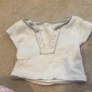 Urban Outfitters White and Gray Crop Top